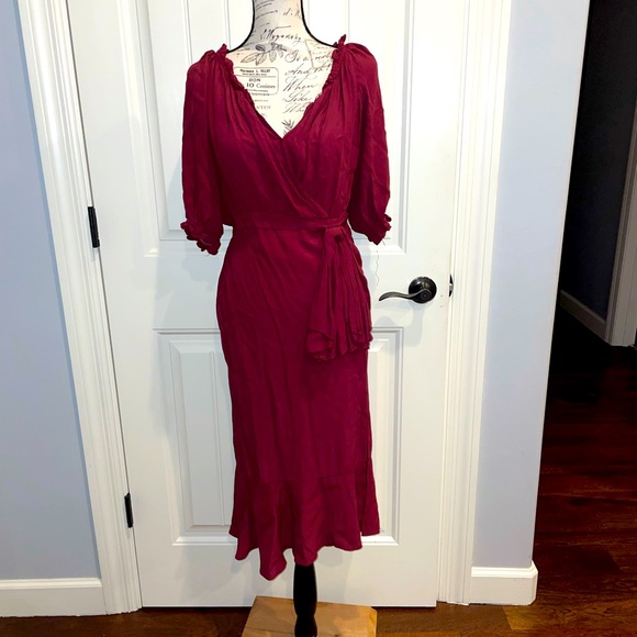 Vici faux wrap wine bliss midi dress medium